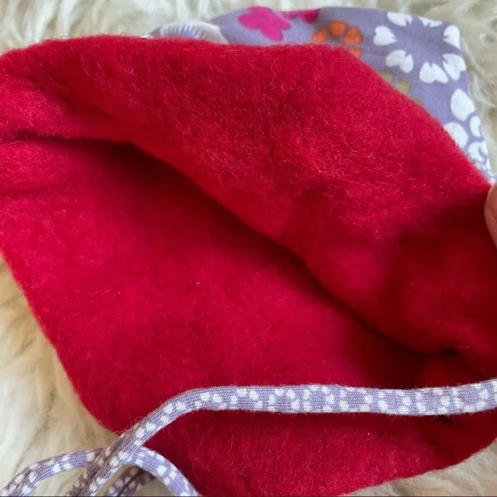 Hand Crafted Reversible Cotton/ Merino Wool Baby Cap Newborn to 3 Months